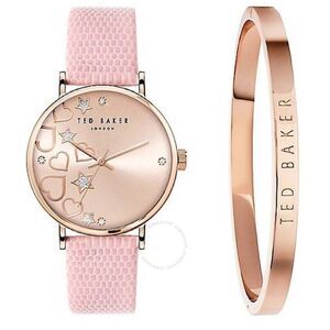 Ted Baker Phylipa Pink Rose Gold Hearts & Stars Watch & Bracelet Gift Set